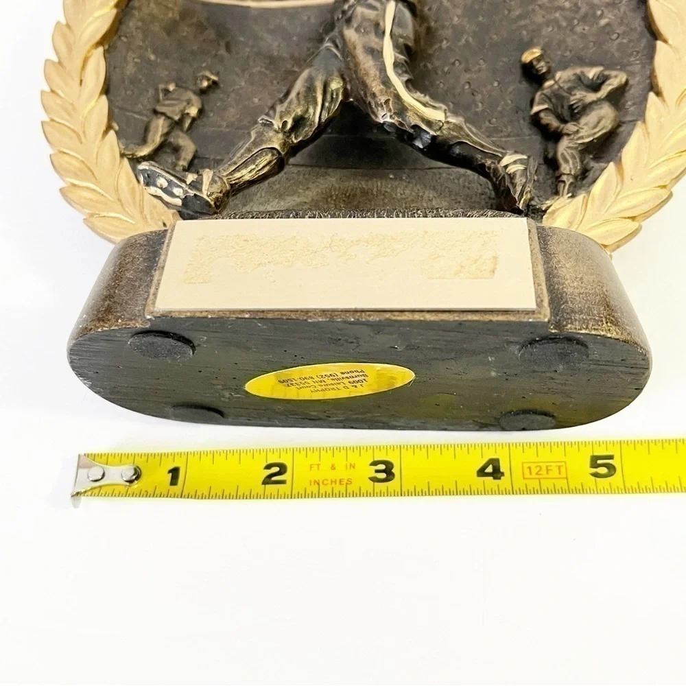 Gold Male Baseball Batter Resin Trophy Awards Plaque Coach Gift 3D Raised Relief